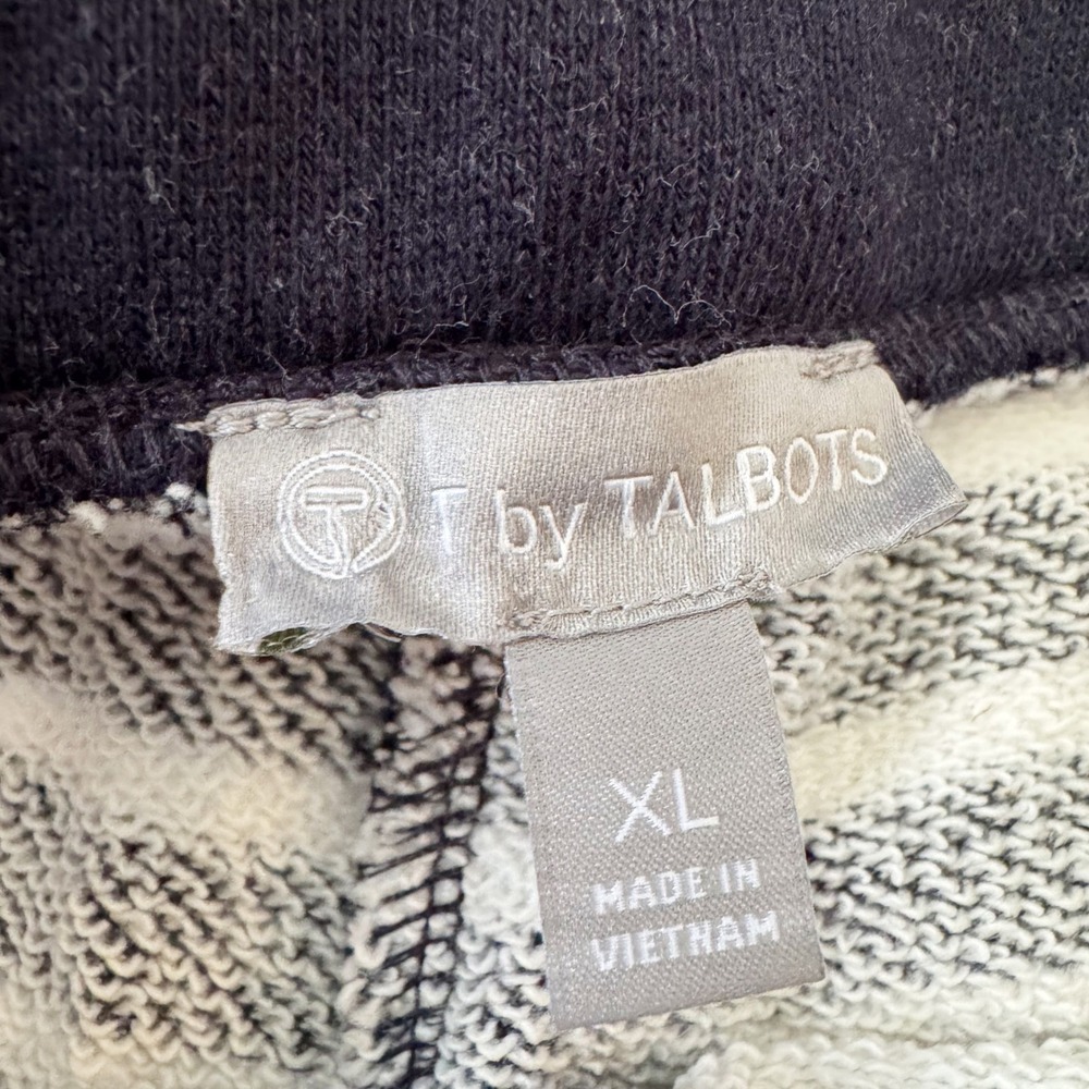 T by‎ Talbots Navy White Striped Cotton Knit Lounge Shorts XL Nautical Pockets - Picture 3 of 9